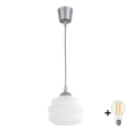 BRILAGI - LED luster na sajli RETRO GLASS 1xE27/60W/230V, prečnik 20 cm, srebrna/bela