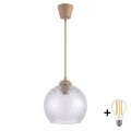 BRILAGI - LED luster na sajli RETRO GLASS 1xE27/60W/230V prečnik 25 cm bež/dimljeno siva