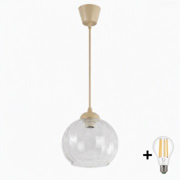 BRILAGI - LED luster na sajli RETRO GLASS 1xE27/60W/230V prečnik 25 cm bež/prozirno