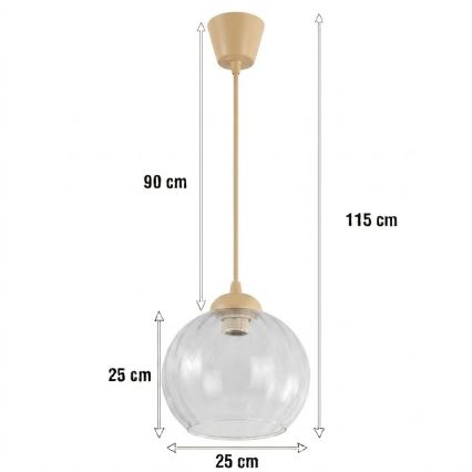 BRILAGI - LED luster na sajli RETRO GLASS 1xE27/60W/230V prečnik 25 cm bež/prozirno