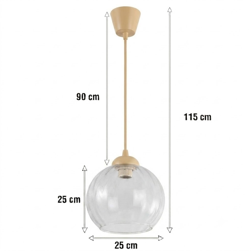 BRILAGI - LED luster na sajli RETRO GLASS 1xE27/60W/230V prečnik 25 cm bež/prozirno