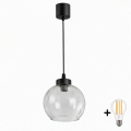 BRILAGI - LED luster na sajli RETRO GLASS 1xE27/60W/230V prečnik 25 cm crna/prozirna