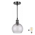 BRILAGI - LED Luster na sajli RETRO GLASS 1xE27/60W/230V prečnik 25 cm crna/zadimljeno-siva