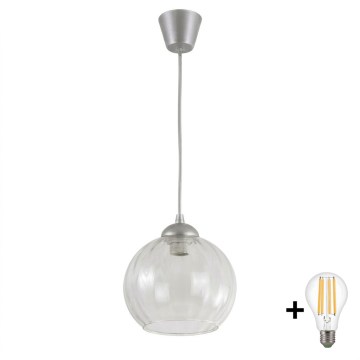 BRILAGI - LED luster na sajli RETRO GLASS 1xE27/60W/230V prečnik 25 cm srebrna/prozirna