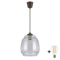BRILAGI - LED luster na sajli RETRO GLASS 1xE27/60W/230V prečnik 26 cm braon/dimno siva