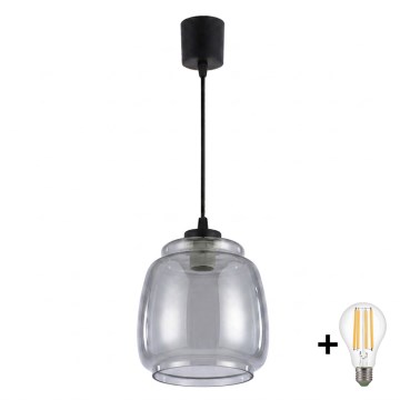 BRILAGI - LED luster na sajli RETRO GLASS 1xE27/60W/230V prečnik 26 cm crna/dimno siva