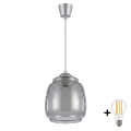 BRILAGI - LED luster na sajli RETRO GLASS 1xE27/60W/230V prečnik 26 cm srebrna/dimna siva