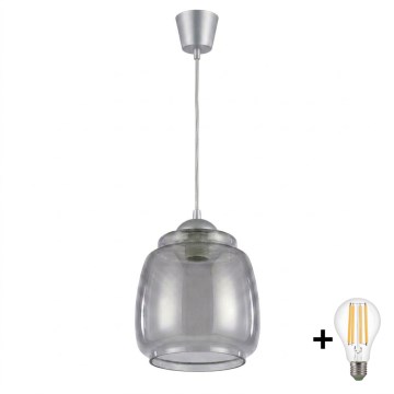 BRILAGI - LED luster na sajli RETRO GLASS 1xE27/60W/230V prečnik 26 cm srebrna/dimna siva