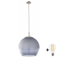BRILAGI - LED luster na sajli RETRO GLASS 1xE27/60W/230V prečnik 38 cm mat hrom/zadimljeno siva