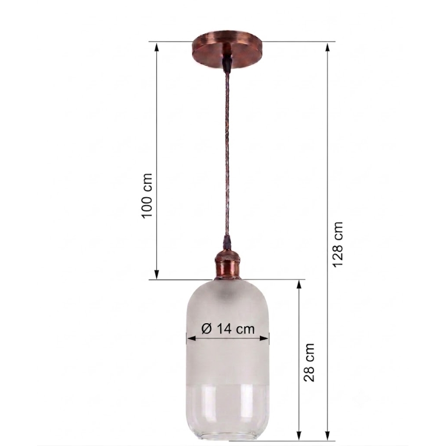 BRILAGI - LED luster na sajli RETRO GLASS 1xE27/60W/230V prečnika 14 cm bakrena/bela