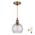 BRILAGI - LED luster na sajli RETRO GLASS 1xE27/60W/230V prečnika 25 cm zlatna/zadimljeno siva