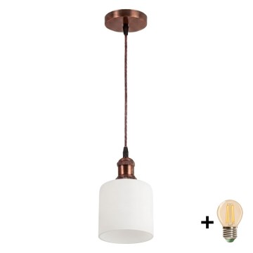 BRILAGI - LED luster na sajli RETRO GLASS 1xE27/60W/230V Ø 13 cm bakarna/bela