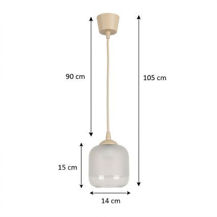 BRILAGI - LED luster na sajli RETRO GLASS 1xE27/60W/230V Ø 14 cm bež/beli
