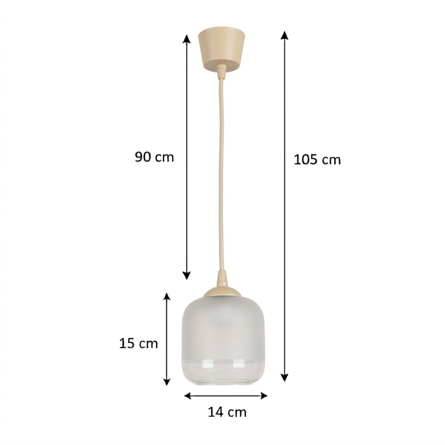 BRILAGI - LED luster na sajli RETRO GLASS 1xE27/60W/230V Ø 14 cm bež/beli