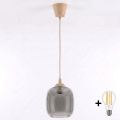 BRILAGI - LED luster na sajli RETRO GLASS 1xE27/60W/230V Ø 14 cm bež/dimno siva