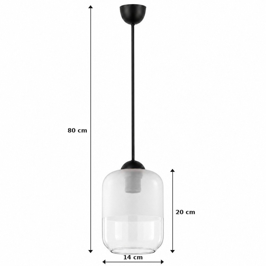 BRILAGI - LED luster na sajli RETRO GLASS 1xE27/60W/230V Ø 14 cm crna/bela