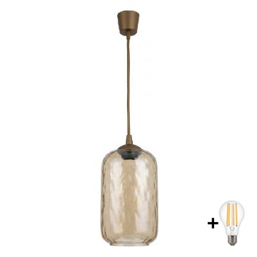 BRILAGI - LED luster na sajli RETRO GLASS 1xE27/60W/230V Ø 14 cm smeđa/dimljeno-smeđa