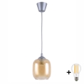 BRILAGI - LED luster na sajli RETRO GLASS 1xE27/60W/230V Ø 14 cm srebrna/zadimljena smeđa