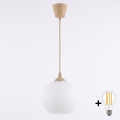 BRILAGI - LED luster na sajli RETRO GLASS 1xE27/60W/230V Ø 15 cm bež/bela