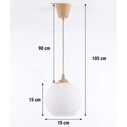 BRILAGI - LED luster na sajli RETRO GLASS 1xE27/60W/230V Ø 15 cm bež/bela