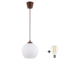 BRILAGI - LED luster na sajli RETRO GLASS 1xE27/60W/230V Ø 15 cm braon/bela