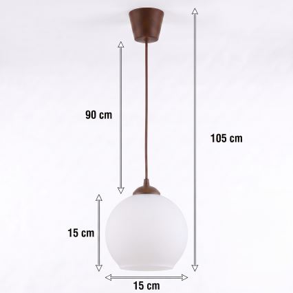 BRILAGI - LED luster na sajli RETRO GLASS 1xE27/60W/230V Ø 15 cm braon/bela