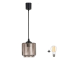 BRILAGI - LED luster na sajli RETRO GLASS 1xE27/60W/230V Ø 15 cm crna/zadimljeno-bež