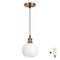 BRILAGI - LED luster na sajli RETRO GLASS 1xE27/60W/230V Ø 15 cm zlatna/bela