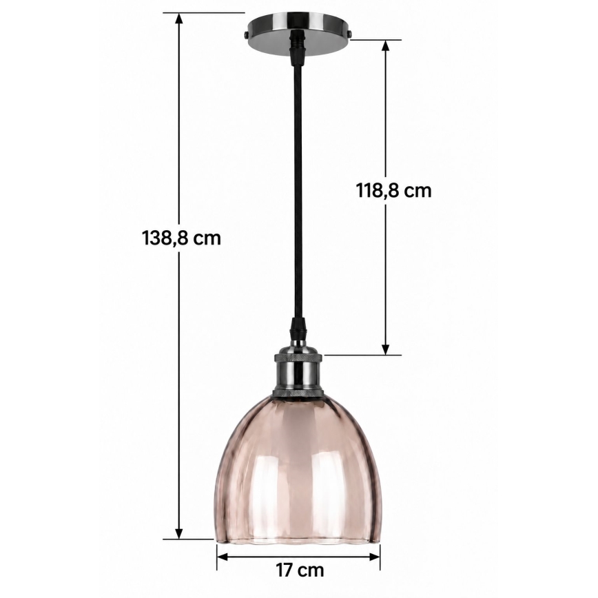 BRILAGI - LED luster na sajli RETRO GLASS 1xE27/60W/230V prečnik 17 cm crna/dimna bež
