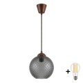 BRILAGI - LED luster na sajli RETRO GLASS 1xE27/60W/230V Ø 18 cm braon/zadimljeno sivo