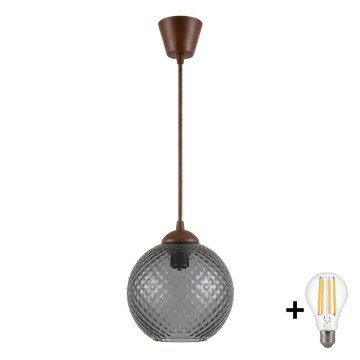 BRILAGI - LED luster na sajli RETRO GLASS 1xE27/60W/230V Ø 18 cm braon/zadimljeno sivo