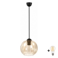 BRILAGI - LED luster na sajli RETRO GLASS 1xE27/60W/230V Ø 18 cm crna/dimljeno braon