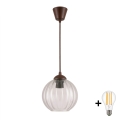 BRILAGI - LED luster na sajli RETRO GLASS 1xE27/60W/230V Ø 18 cm smeđa/prozirna