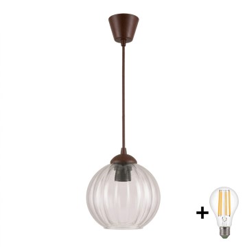 BRILAGI - LED luster na sajli RETRO GLASS 1xE27/60W/230V Ø 18 cm smeđa/prozirna