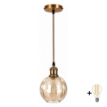 BRILAGI - LED Luster na sajli RETRO GLASS 1xE27/60W/230V Ø 18 cm zlatna/dimljena smeđa