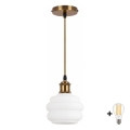 BRILAGI - LED Luster na sajli RETRO GLASS 1xE27/60W/230V Ø 20 cm zlatna/bela