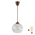 BRILAGI - LED luster na sajli RETRO GLASS 1xE27/60W/230V Ø 25 cm braon/prozirna