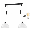 BRILAGI - LED luster na sajli RETRO GLASS 2xE27/40W/230V crna/bela