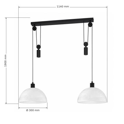 BRILAGI - LED luster na sajli RETRO GLASS 2xE27/40W/230V crna/bela