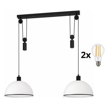 BRILAGI - LED luster na sajli RETRO GLASS 2xE27/40W/230V crna/bela