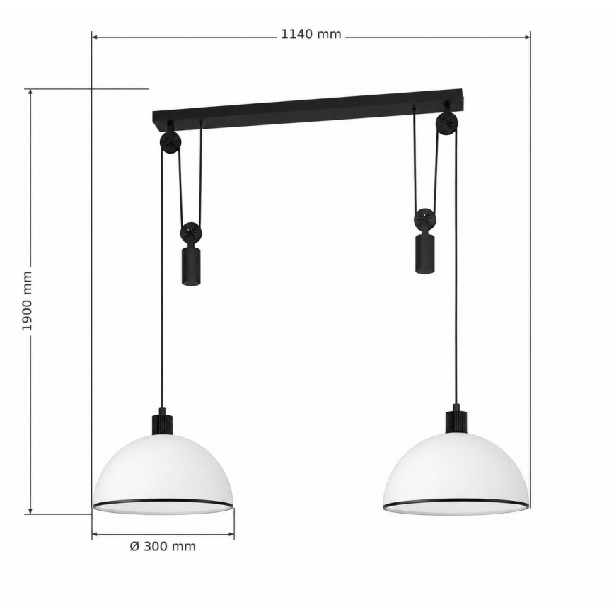 BRILAGI - LED luster na sajli RETRO GLASS 2xE27/40W/230V crna/bela