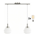 BRILAGI - LED luster na sajli RETRO GLASS 2xE27/60W/230V mat hrom/bela