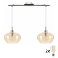 BRILAGI - LED luster na sajli RETRO GLASS 2xE27/60W/230V mat hrom/zadimljeno bež