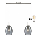 BRILAGI - LED luster na sajli RETRO GLASS 2xE27/60W/230V matirani hrom/zadimljena siva
