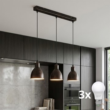 BRILAGI - LED luster na sajli RIDDY 3xE27/60W/230V bakar/patina