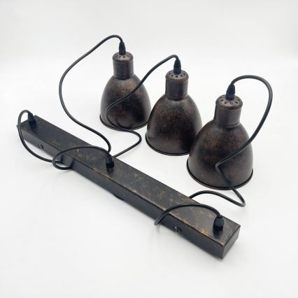 BRILAGI - LED luster na sajli RIDDY 3xE27/60W/230V bakar/patina