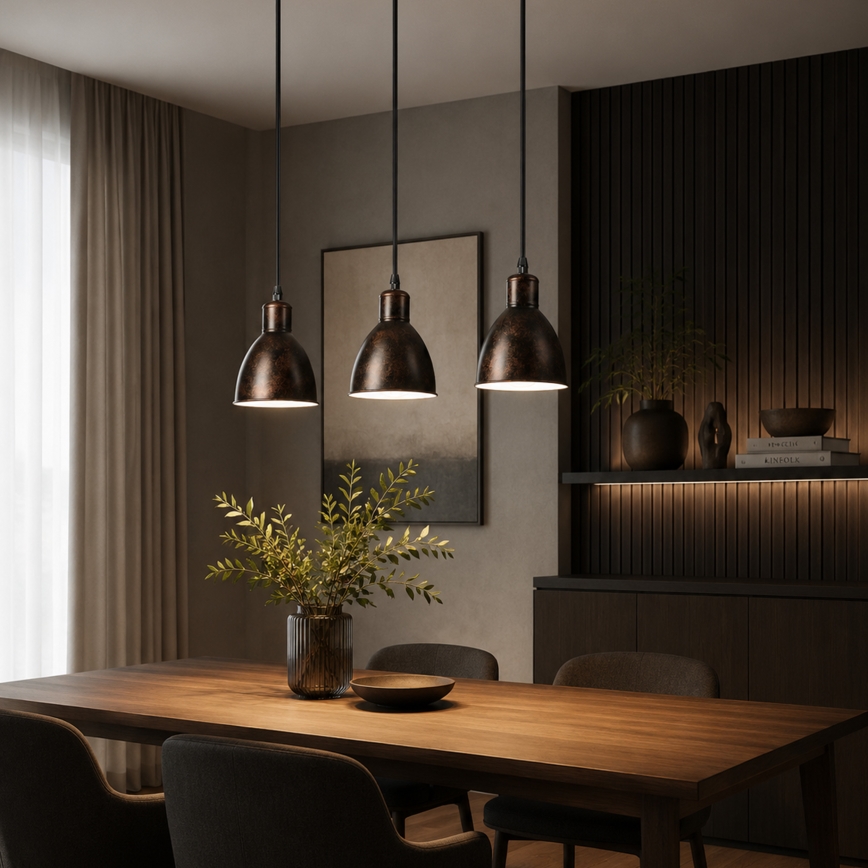 Brilagi - LED luster na sajli RIDDY 3xE27/60W/230V bakarna/patina