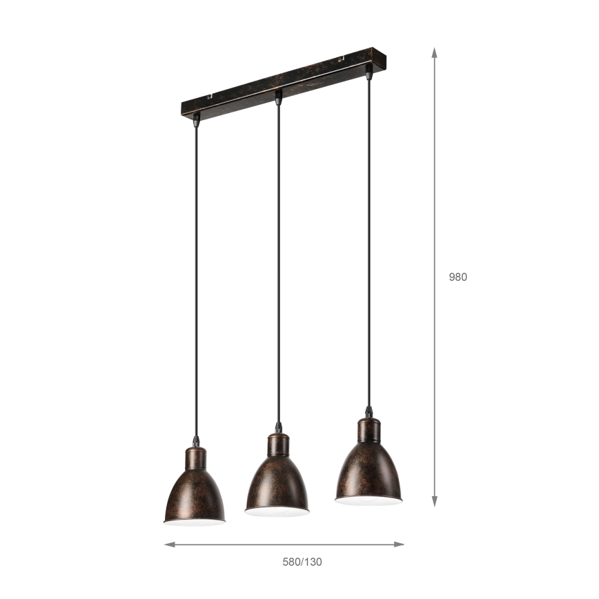 Brilagi - LED luster na sajli RIDDY 3xE27/60W/230V bakarna/patina