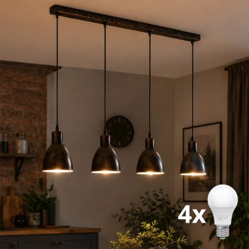 BRILAGI - LED luster na sajli RIDDY 4xE27/60W/230V bakar/patina