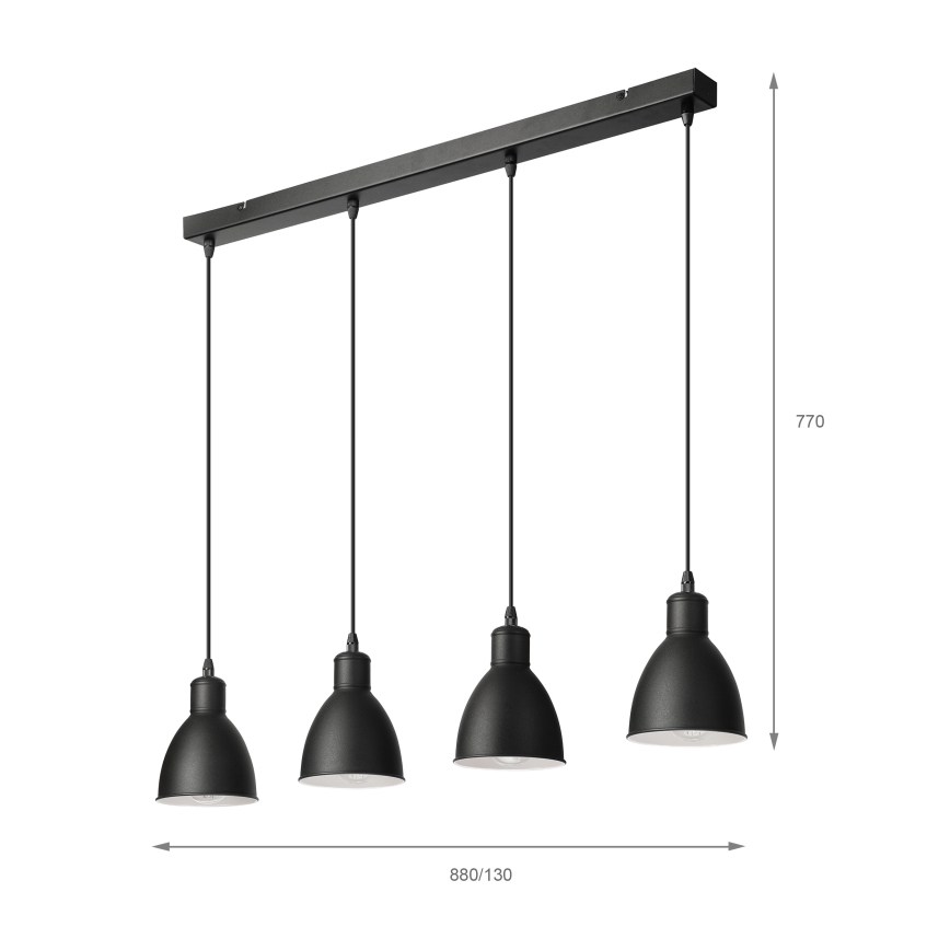 Brilagi - LED luster na sajli RIDDY 4xE27/60W/230V crna